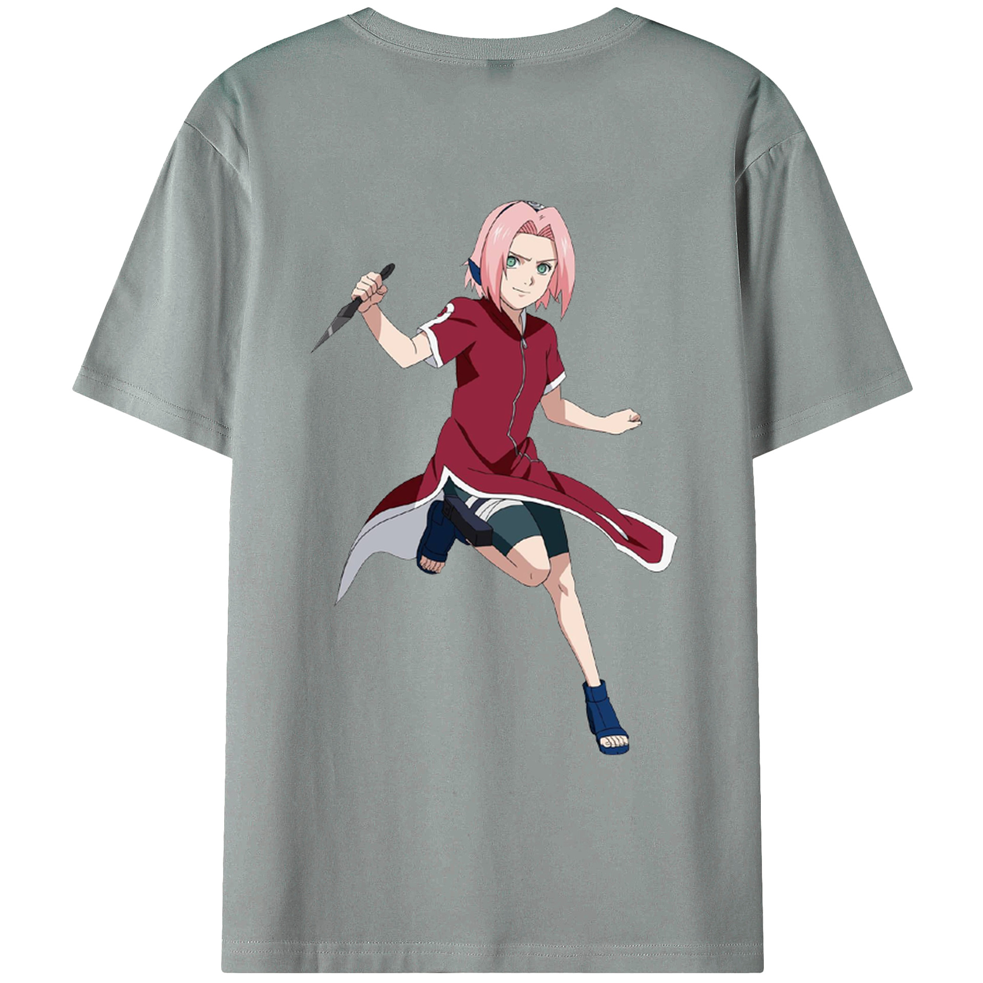 （画像用） NARUTO -ナルト- 春野サクラ Haruno Sakura 綿100％ メンズ半袖Tシャツ（バックプリント） 通気性